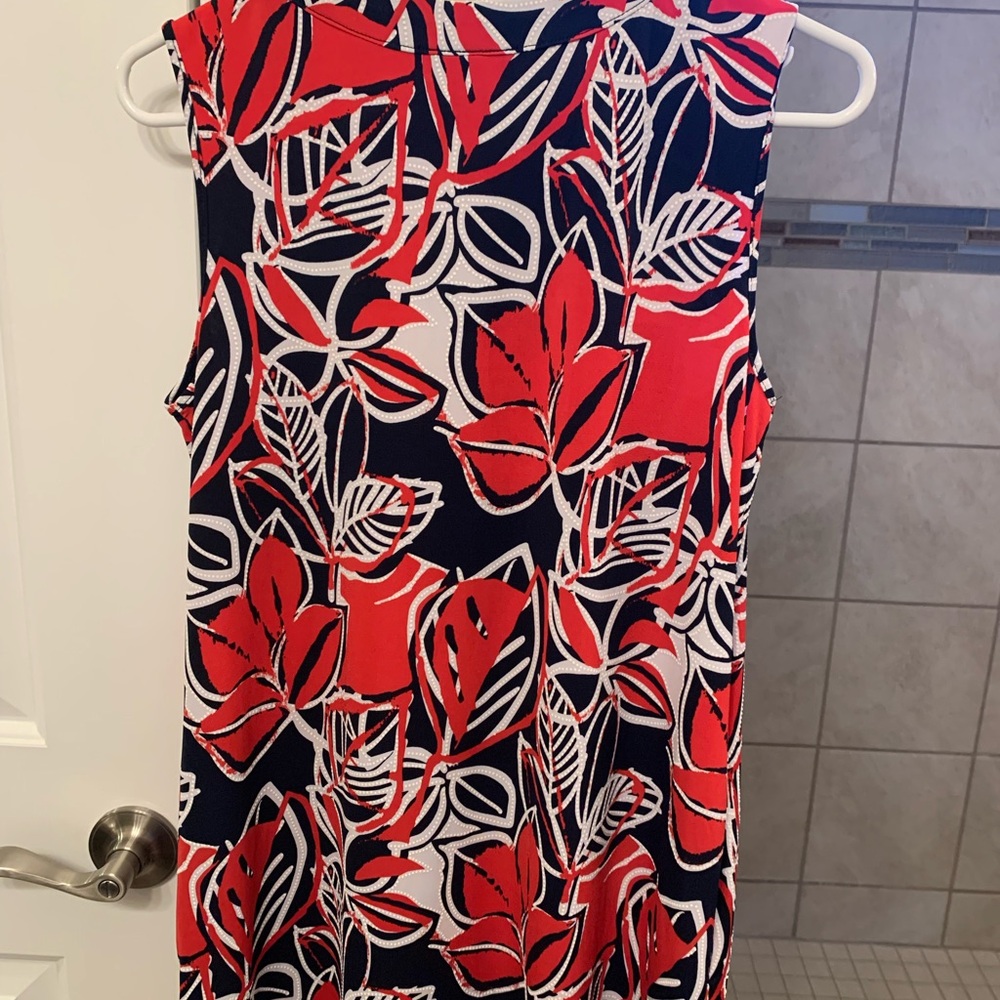 Alyx Red and Navy Floral Mini Dress with pockets.